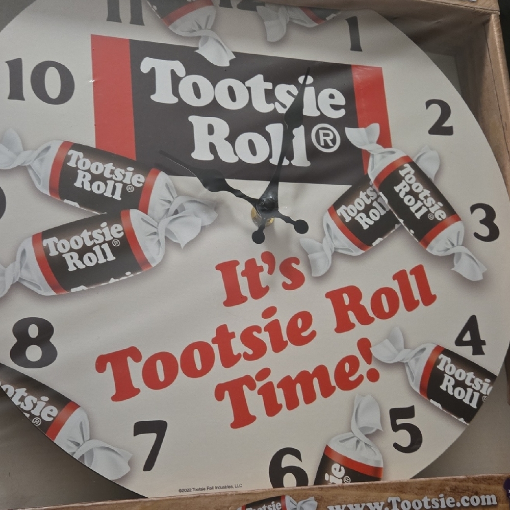 Tootsie Roll Wall Clock - Red and White